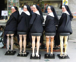 Nuns discussing drinks